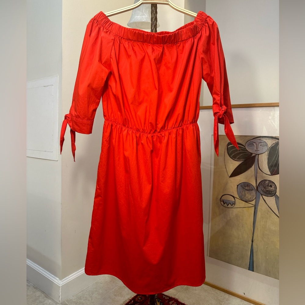 H&M red off the shoulder 3/4 sleeve Cotton dress